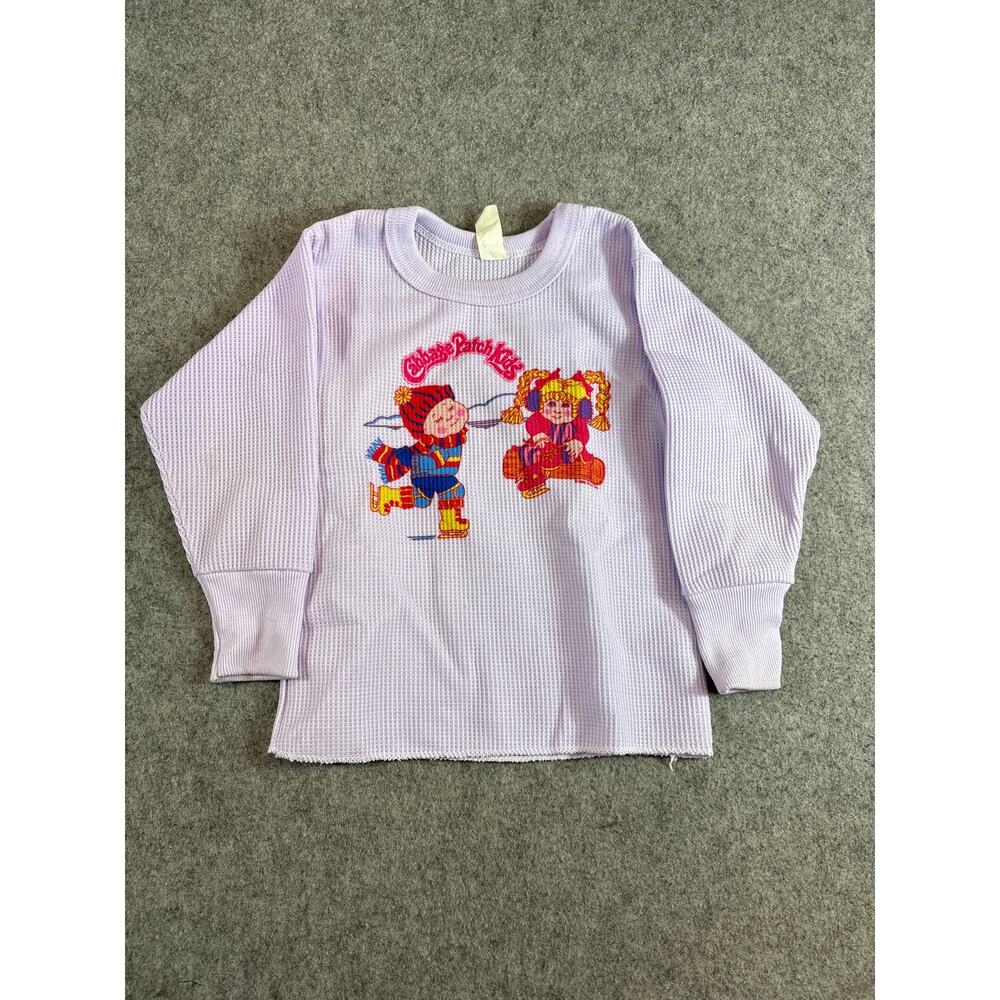 Vintage Cabbage Patch Long Sleeve Thermal Shirt Girls 4-6 Purple Sleepwear Y2K